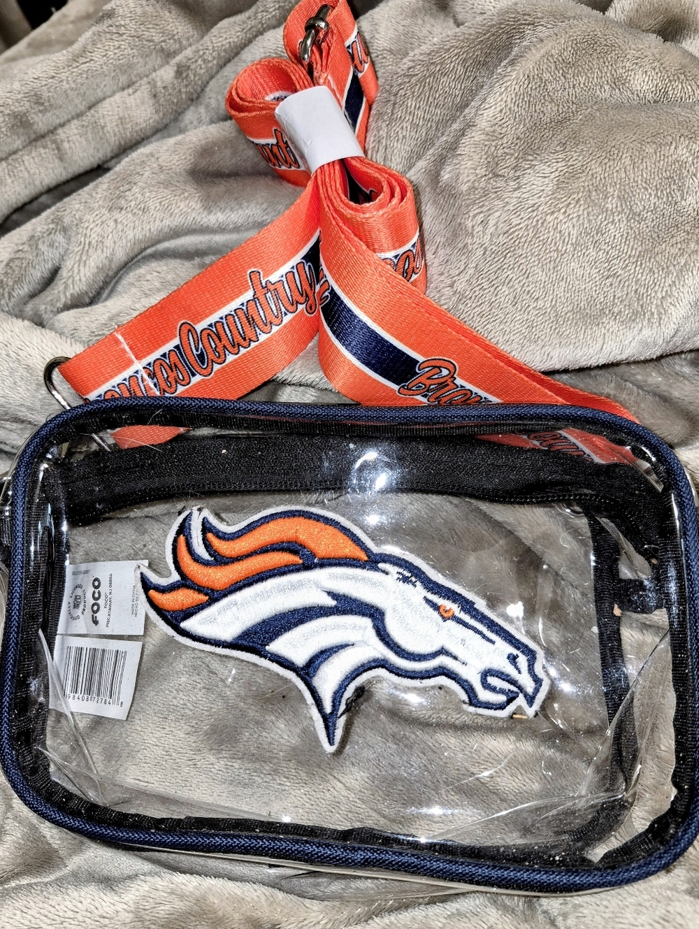 BNDenver Broncos Clear Crossbody Bag with Lanyard Gme Day